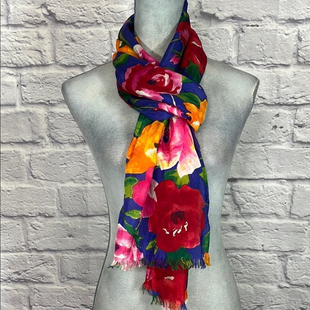 Vintage Express Compagnie Internationale Floral Multicolor Scarf